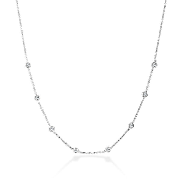 14K Gold & Diamond Station Necklace - 0.60ct - 2