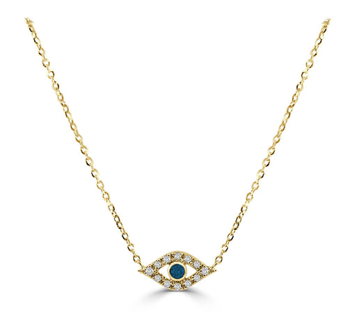14k Gold & Diamond Evil Eye Necklace - 0.06ct - 2