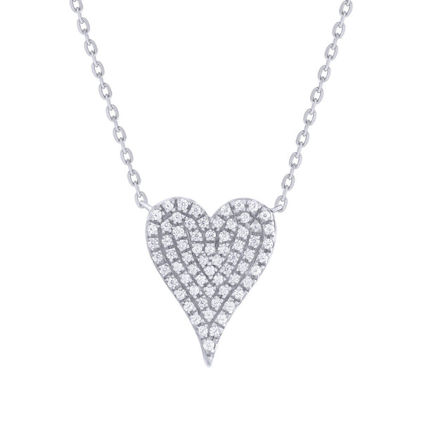 14K Gold & Diamond Pave Heart Necklace - 0.14ct - 2