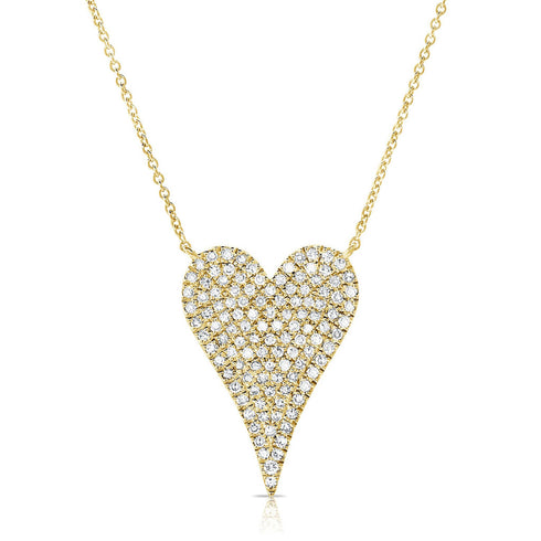 14k Gold & Diamond Heart Necklace-0.38 ct. - 2
