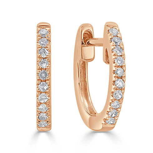 14k Gold & Diamond Huggie Earrings- 0.06ct. - 2