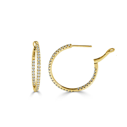 14k Gold & Diamond Hoop Earrings- 1.08 ct. - 2