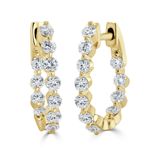 14K Gold Oval Hoop Earring - 0.86ct - 2