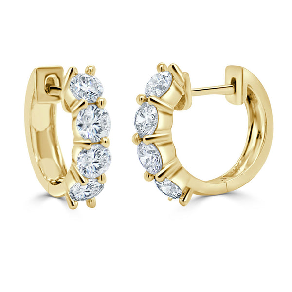 14k Gold & Diamond Huggie Earrings- 1.48 ct. - 2