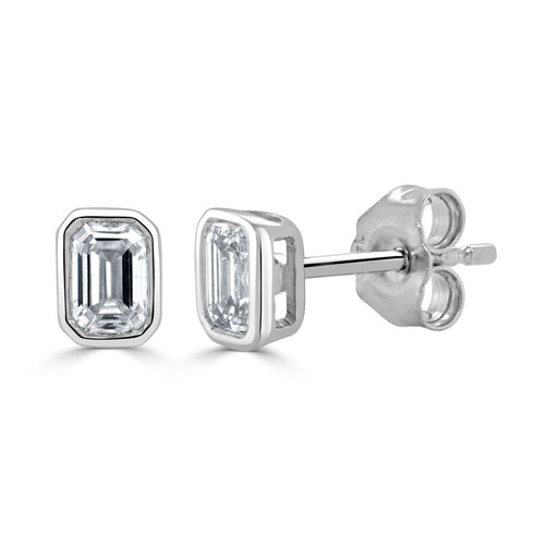 14K Gold & Emerald-Cut Diamond Stud Earrings - 0.49ct - 2