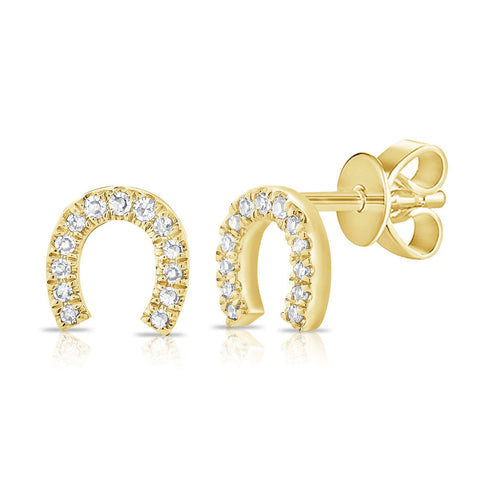 14k Gold & Diamond Horseshoe Earrings- 0.06 ct. - 2