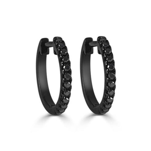 14k Gold & Black Diamond Huggie Earrings - 0.10ct - 2