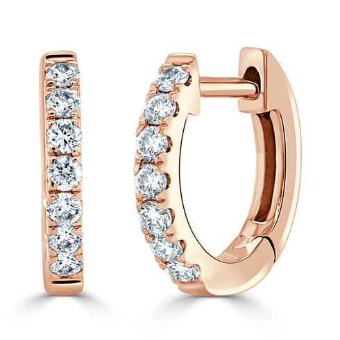14k Gold & Diamond Huggie Earrings- 0.20ct. - 2