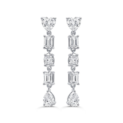 14K Gold Dangle Fancy Shape Diamond Earrings - 1.82ct - 2