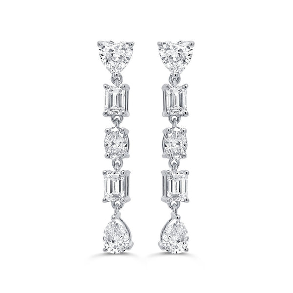 14K Gold Dangle Fancy Shape Diamond Earrings - 1.82ct - 2