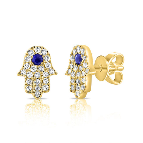 14k Gold & Diamond Evil Eye Earrings - 0.11ct - 1