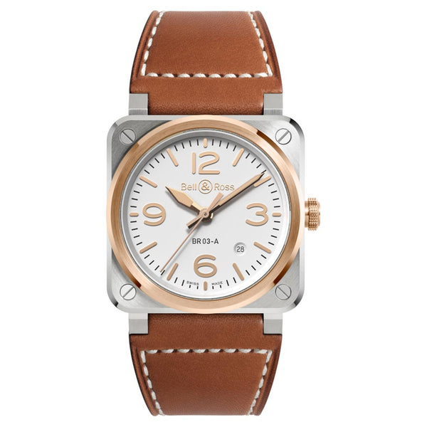 BR-03 White Steel & Gold Watch - 2