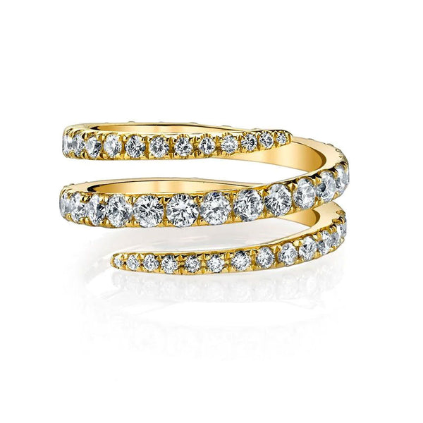 Diamond Pinky Coil Ring 18K Yellow Gold - 1