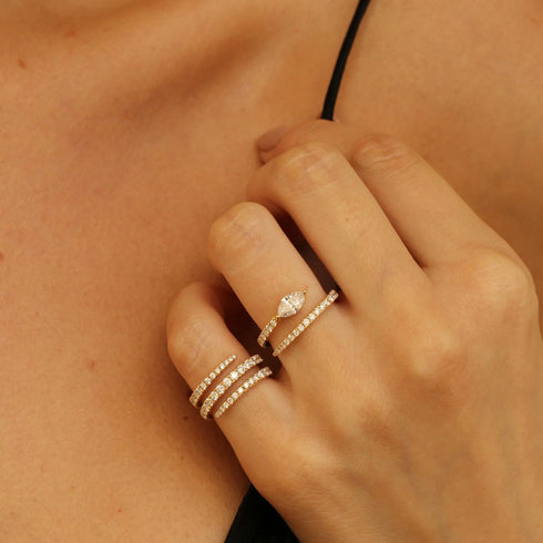 Diamond Pinky Coil Ring 18K Yellow Gold - 2