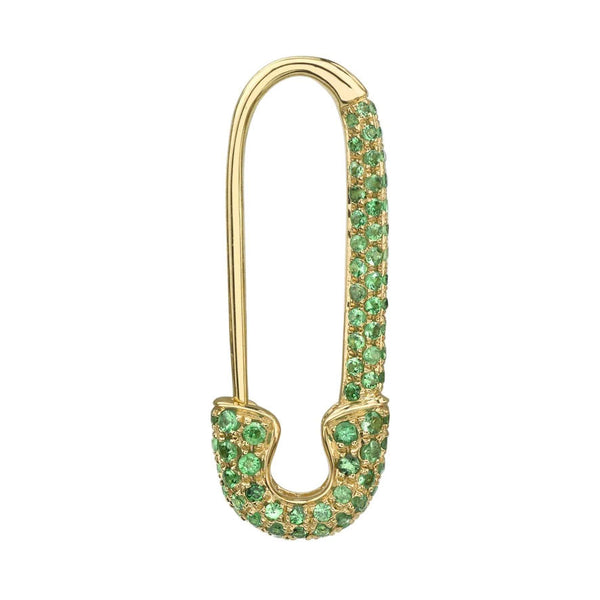 Tsavorite Safety Pin Earring 18k Yellow Gold - 1