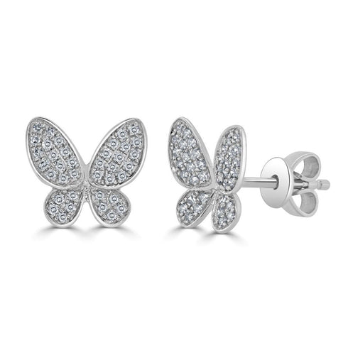 14k Gold & Diamond Butterfly Stud Earrings - 0.18ct - 2