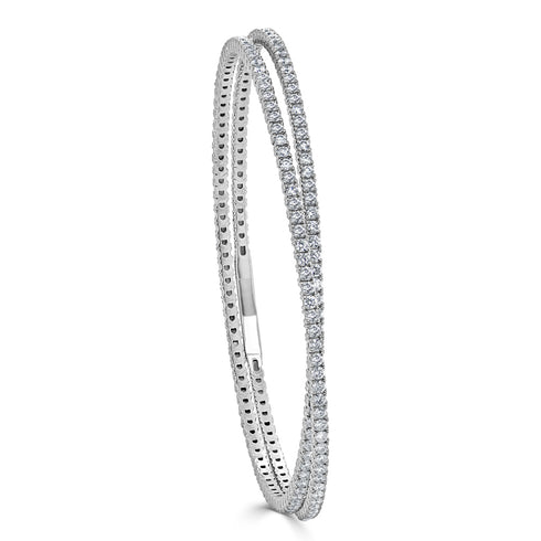 14K Gold & Diamond Flexible Bangle - 3.89ct - 1