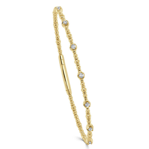 14K Gold & Diamond Flexible Bangle - 0.25ct - 2