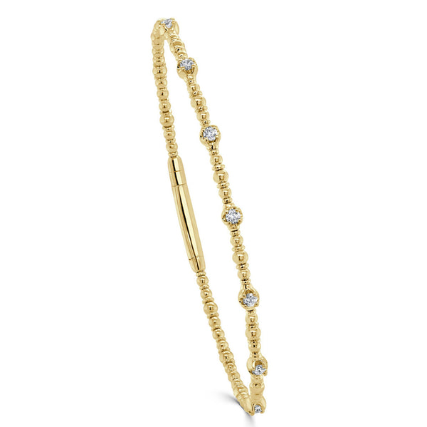 14K Gold & Diamond Flexible Bangle - 0.25ct - 2