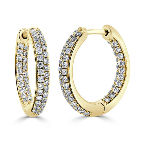 14k Gold & Diamond Pave Hoop Earrings - 1.00ct - 2