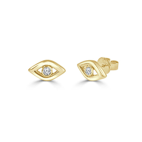14k Gold & Diamond Evil Eye Earrings - 0.07ct - 2