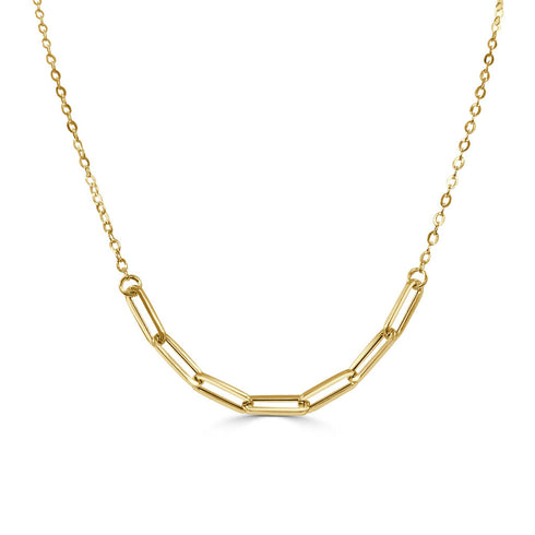 14k Gold Paperclip Necklace - 1