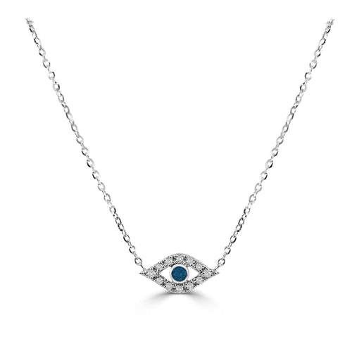 14k Gold & Diamond Evil Eye Necklace - 0.06ct - 2