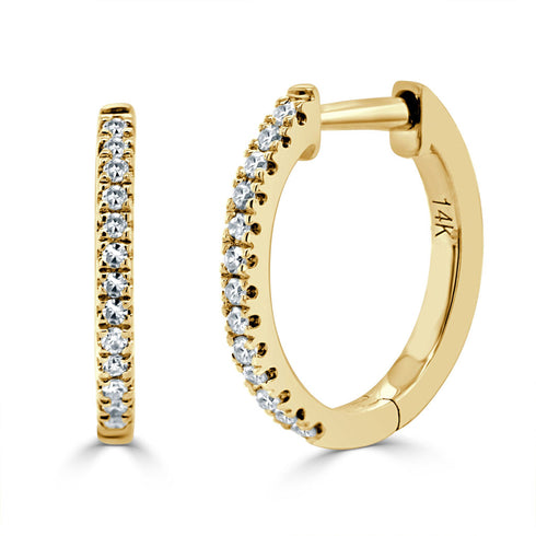 14k Gold & Diamond Huggie Earrings- 0.09 ct. - 1