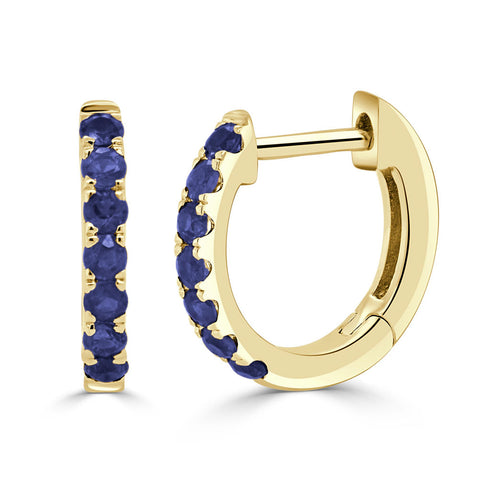 14K Gold & Sapphire Huggy Earrings - 0.26ct - 2
