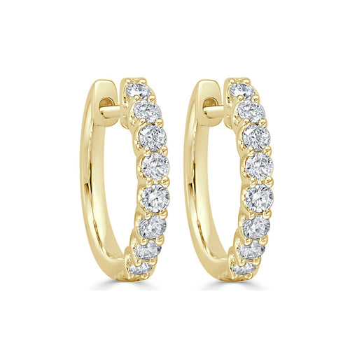 14k Gold & Diamond Huggie Earrings- 0.48ct. - 2