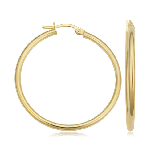 14k Gold Tube Hoop Earrings - 1