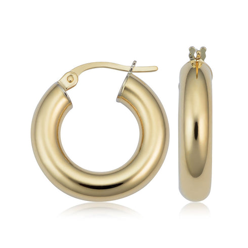 14k Gold Tube Hoop Earrings - 1