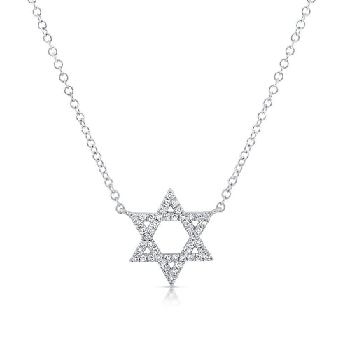 14k Gold & Diamond Star of David Pendant - 0.10ct - 1