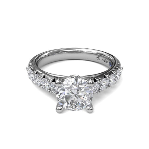 Handset French Pave Diamond Engagement Ring - 4