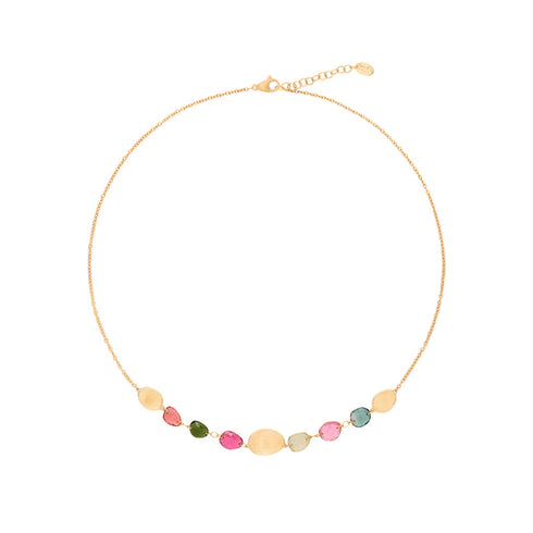 18K Yellow Gold Tourmaline Halfsie Necklace, 16.5"-18" - 1