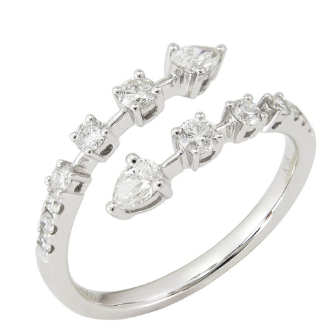 18k Gold Round & Pear-Shape Diamond Open Wrap Ring -0.53ct - 1