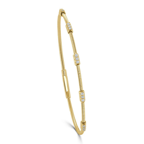 14k Gold & Diamond Flexible Bangle - 0.25ct - 2