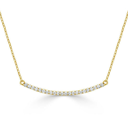 14k Gold & Diamond Curved Bar Necklace - 0.27ct - 1