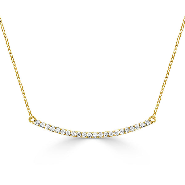 14k Gold & Diamond Curved Bar Necklace - 0.27ct - 1
