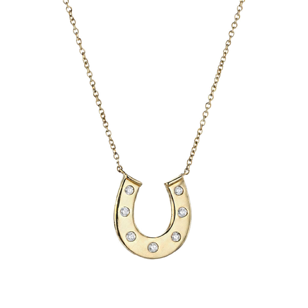 Horseshoe Diamond Pendant Necklace Medium