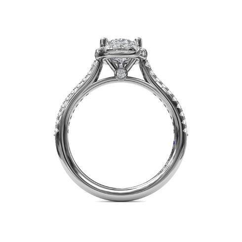 Delicate Pear Shaped Halo And Pave Band Engagement Ring - 3