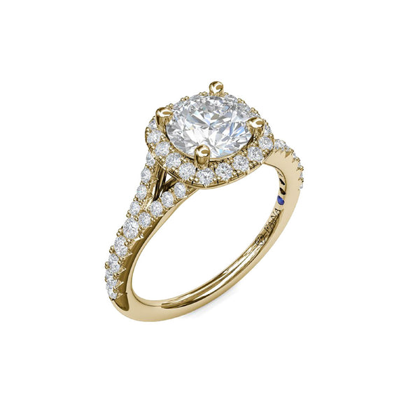 Classic Diamond Halo Engagement Ring with a Subtle Split Band - 2