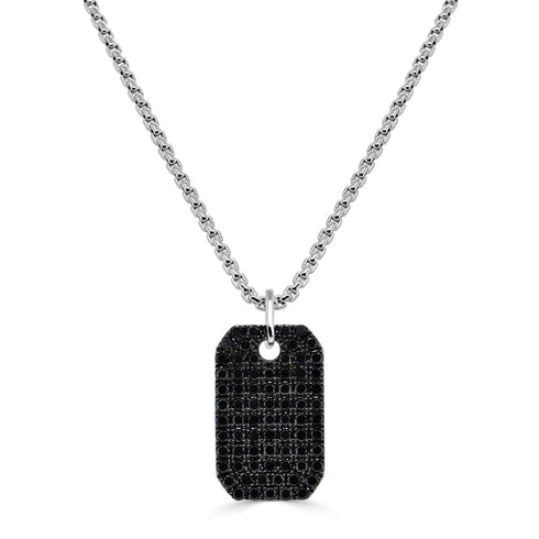 14K Gold & Black Diamond Dog Tag Necklace - 1.61ct - 1