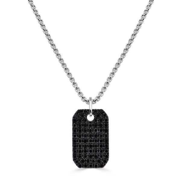14K Gold & Black Diamond Dog Tag Necklace - 1.61ct - 1