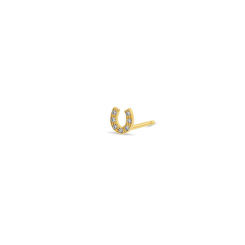 14k Itty Bitty Pavé Diamond Horseshoe Stud - 1
