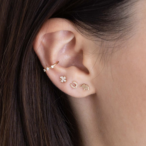 14k Itty Bitty Pavé Diamond Horseshoe Stud - 2