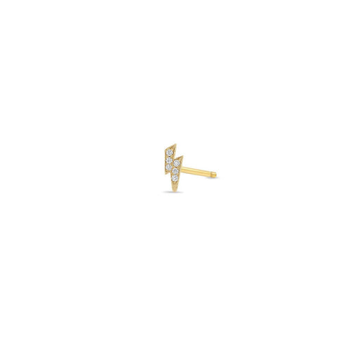 14k Itty Bitty Pavé Diamond Lightning Bolt Stud - 2