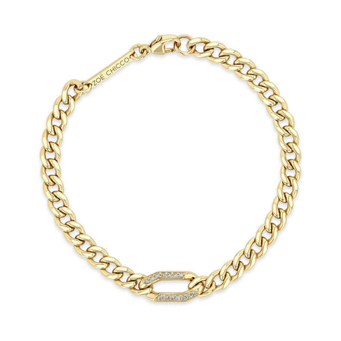 14k Pavé Diamond Oval Link Medium Curb Chain Bracelet - 2