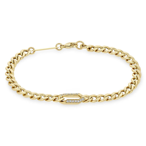 14k Pavé Diamond Oval Link Medium Curb Chain Bracelet - 3