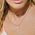 14k Mixed Cut Diamond Brushed Gold Shield Pendant Necklace - 3